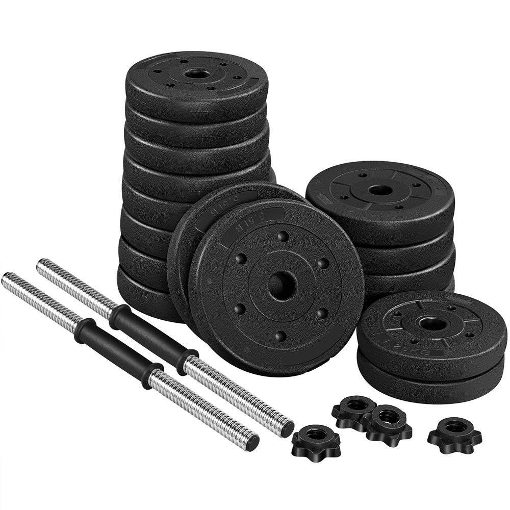 Easyfashion 30 KG/66 Lb. Adjustable Home Training Dumbbell Set， Black