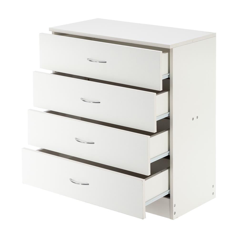 Winado MDF Wood Simple 4-Drawer Dresser White with Metal Handles