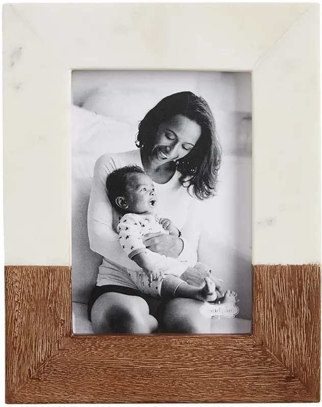 White Marble and Brown Mango Wood Picture Frame