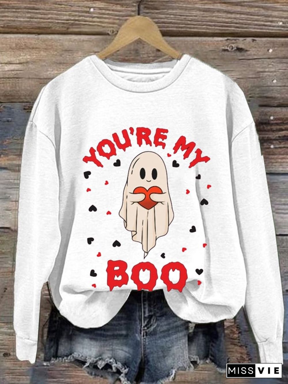 Women'S You're My Boo Halloween Print Casual Sweatshirt