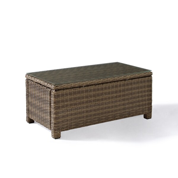 Crosley Bradenton Brown Wicker Glass Top Outdoor Table