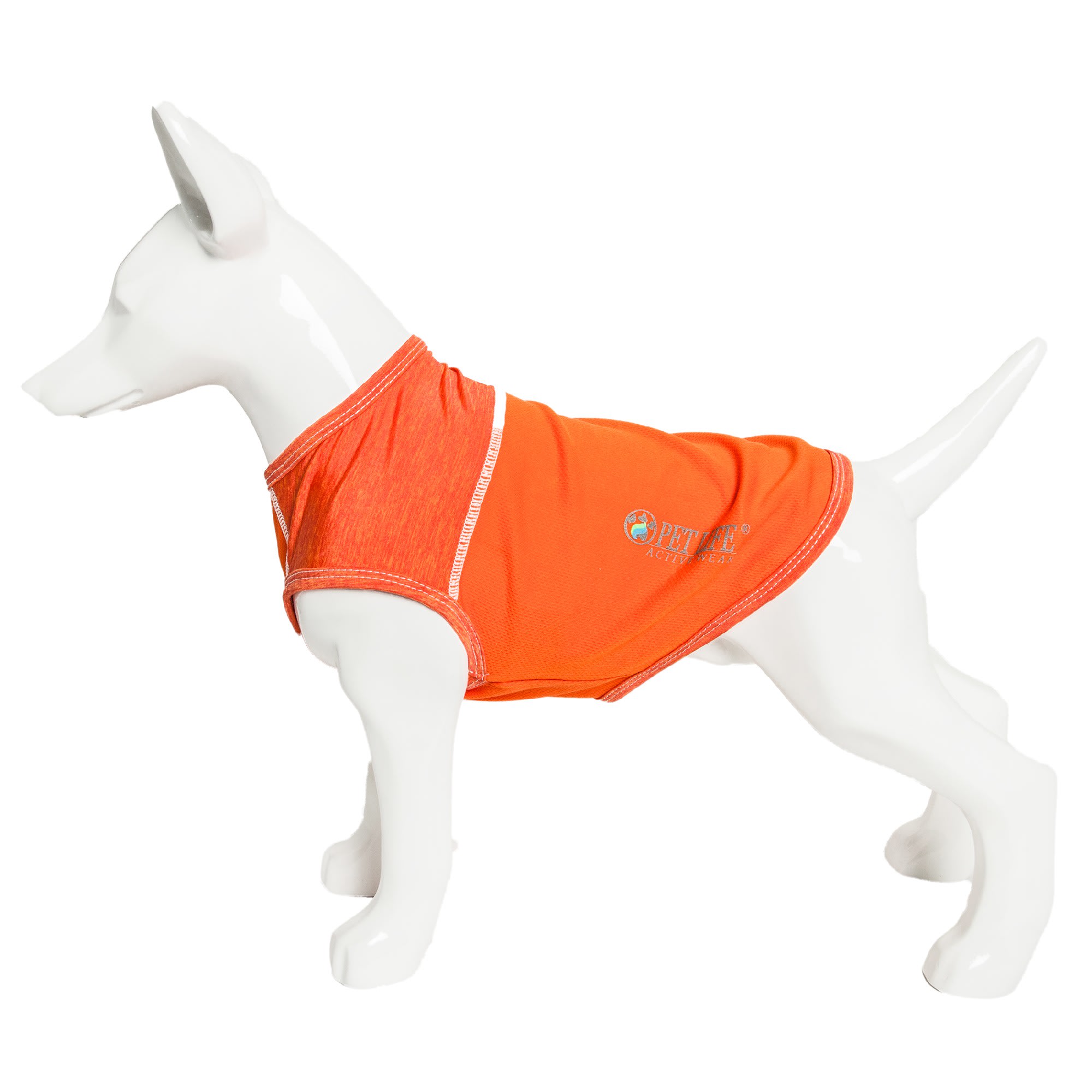 Pet Life Active Aero-Pawlse Heathered Orange Quick-Dry Dog Tank Top T-Shirt， X-Small