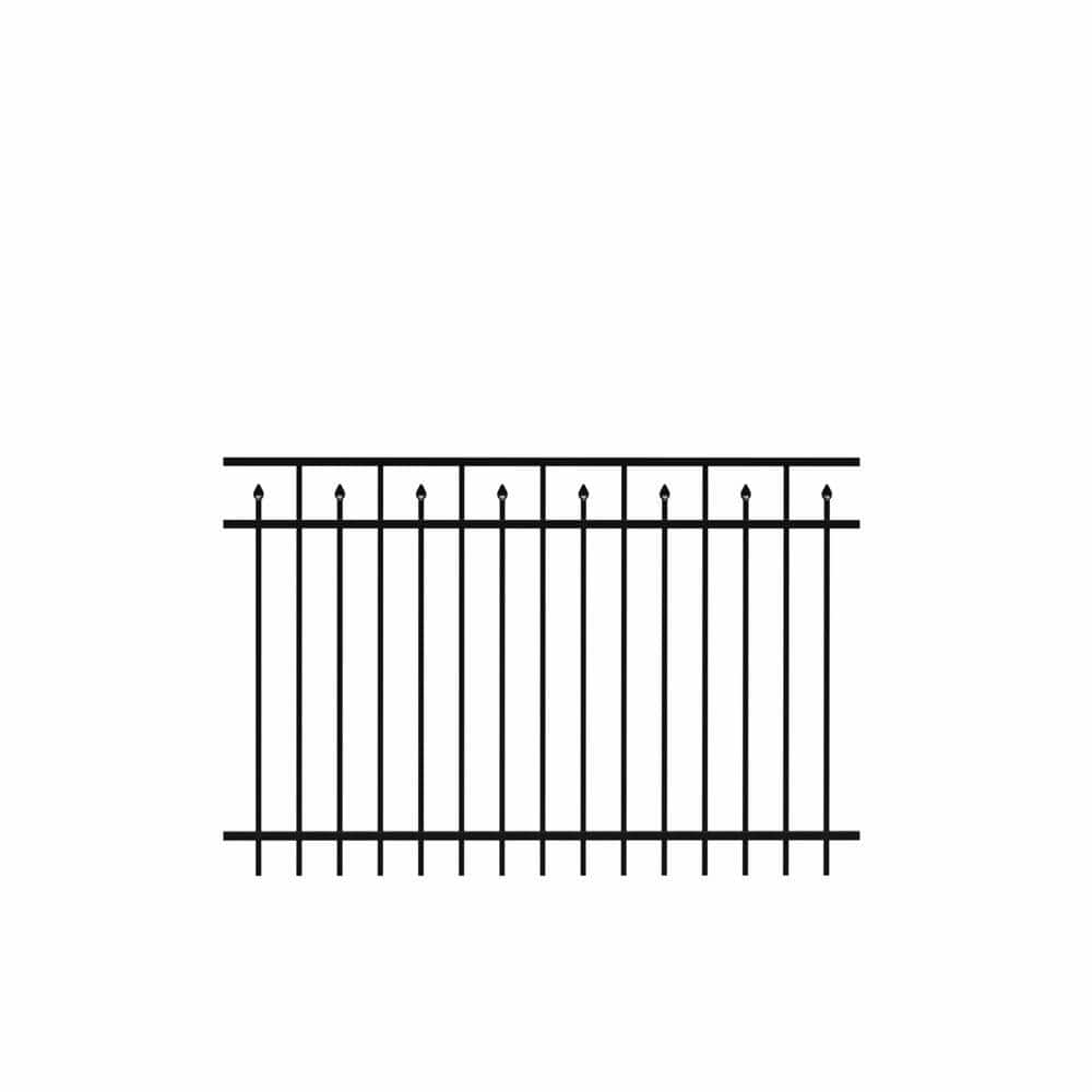 Barrette Outdoor Living Brilliance Standard-Duty 4 ft. H x 6 ft. W Black Aluminum Pre-Assembled Fence Panel 73002310