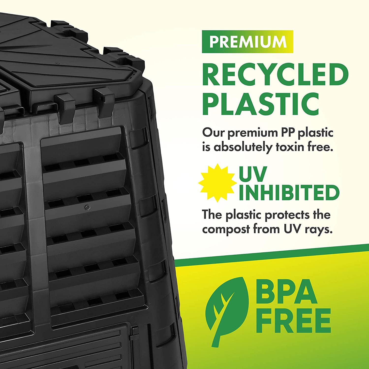 BBNBDMZ Garden Composter Bin Made from Recycled Plastic \u2013 110 Gallons (420Liter) Large Compost Bin - Create Fertile Soil with Easy Assembly  Lightweight  Aerating Outdoor Compost Box