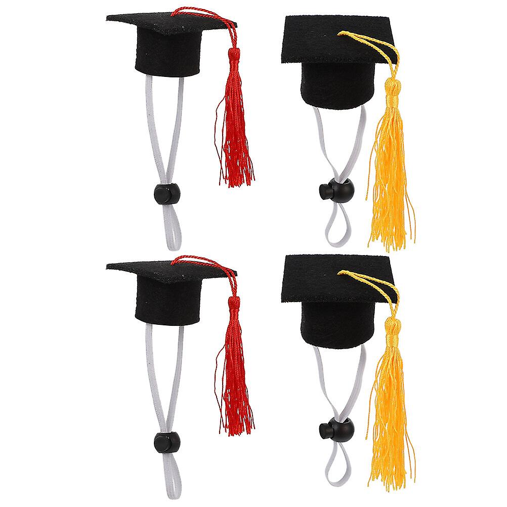 4pcs Mini Graduation Caps Graduation Bear Cap Graduation Doll Caps With Tassel For Dolls