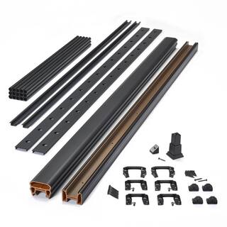 Trex Transcend 8 ft. x 42 in. Charcoal Black Composite Rail Kit in with Black Round Aluminum Balusters-Horizontal 543407152