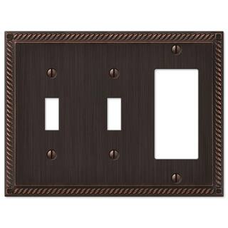 AMERELLE Georgian 3 Gang 2-Toggle and 1-Rocker Metal Wall Plate - Aged Bronze 54TTRVB