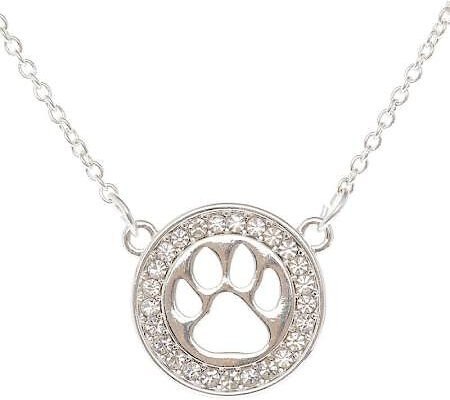 Pet Friends Pave Paw Cutout Pendant Necklace