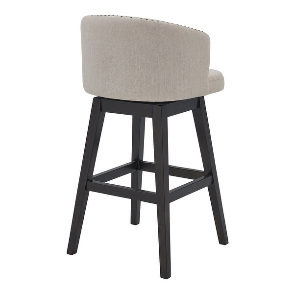 26 Inches Button Tufted Fabric Padded Swivel Counter Stool， Beige - 35 H x 21 W x 21.5 L Inches