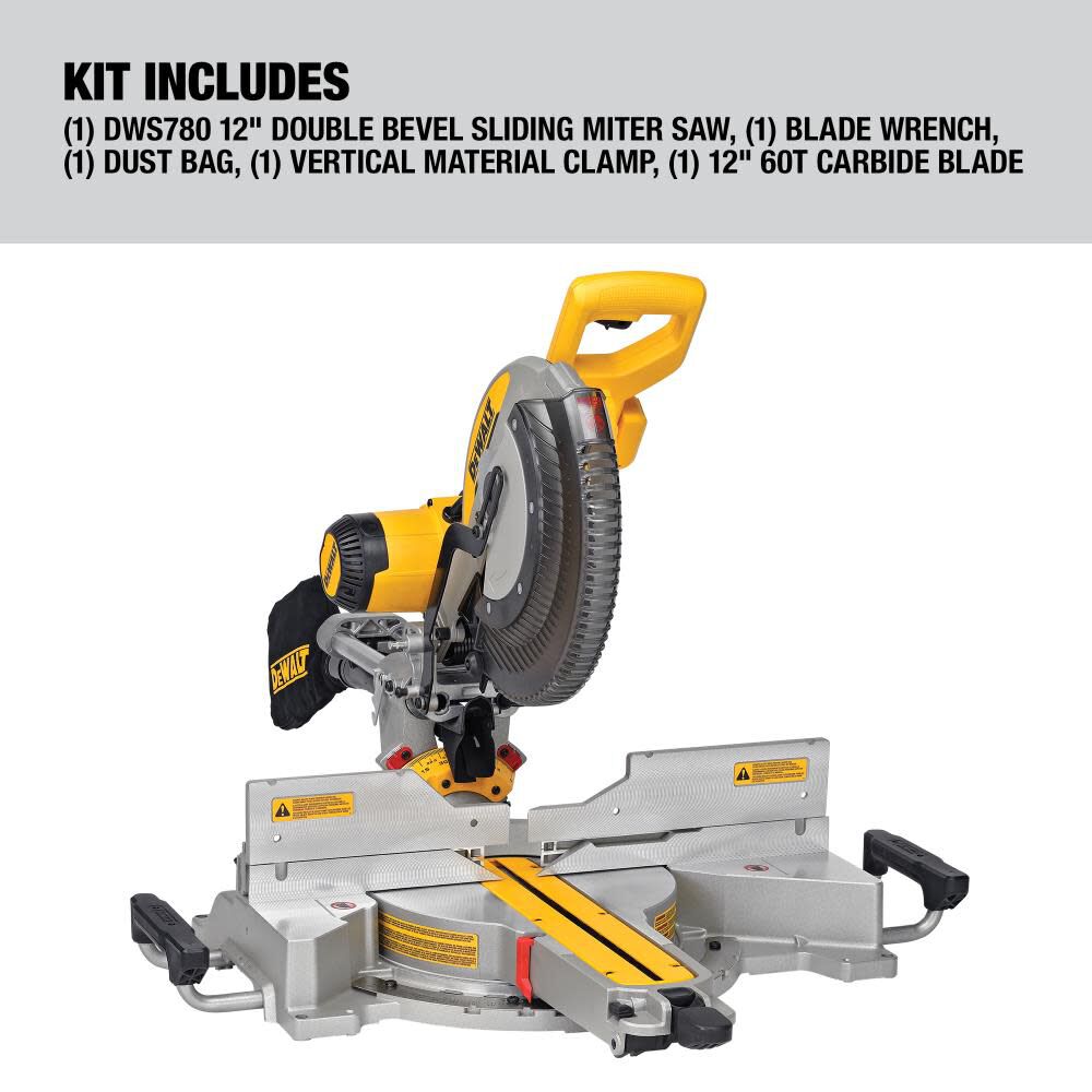 DEWALT 12 Double Bevel Sliding Compound Miter Saw with Heavy Duty Miter Saw Stand DWS780DWX723 from DEWALT