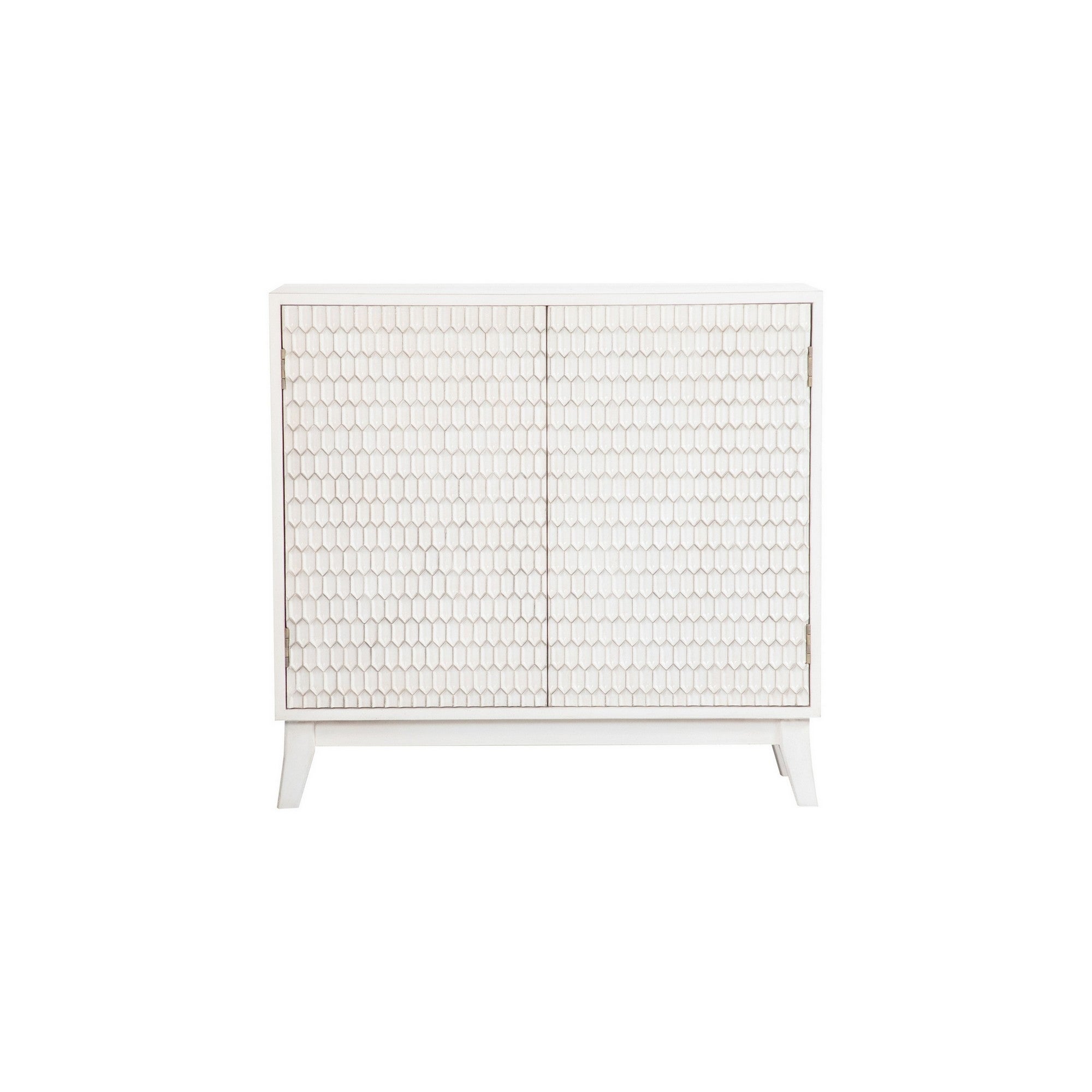 36 Inch Rectangular 2 Door Accent Cabinet Console， Single Shelf， White