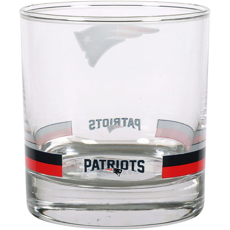 New England Patriots Banded Rocks Glass