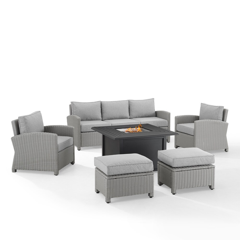 Bradenton 6Pc Outdoor Wicker Sofa Set W/Fire Table   150.5 \