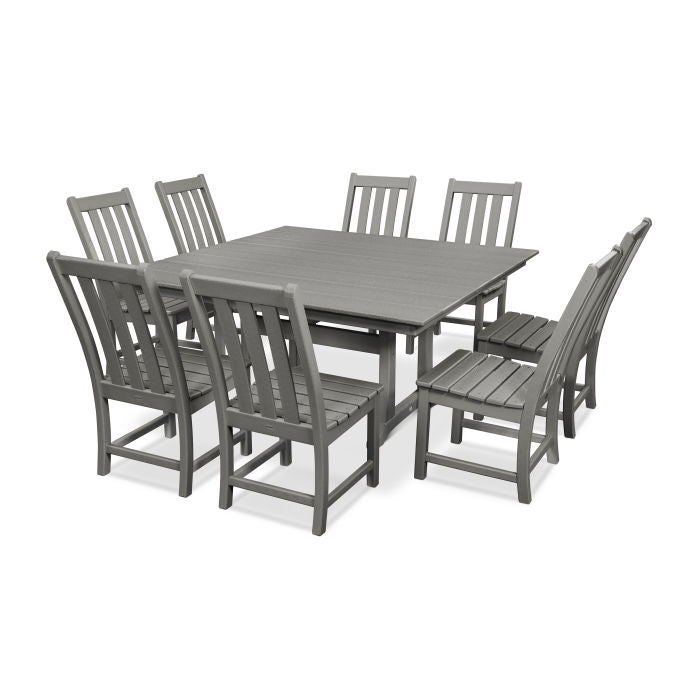 Polywood Vineyard 9-Piece Farmhouse Trestle Dining Set PWS342-1