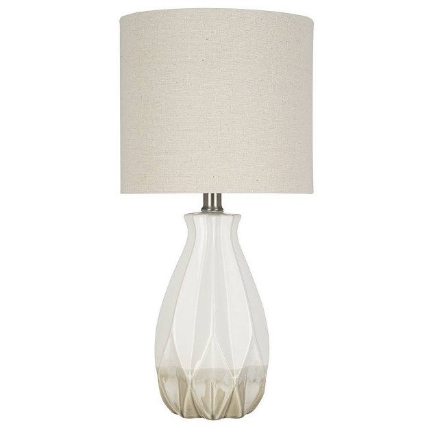 Textured Ceramic Accent Table Lamp With Linen Shade includes Led Light Bulb White Dailsygrab