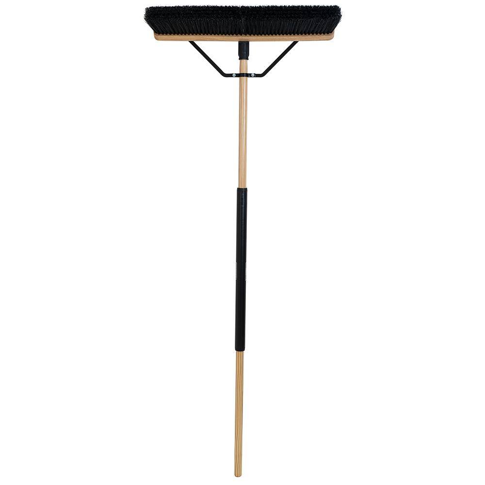 HARPER 24 in. All-Purpose HardwoodSteel Handle Push Broom for Leaves Gravel and Mulch 20201045