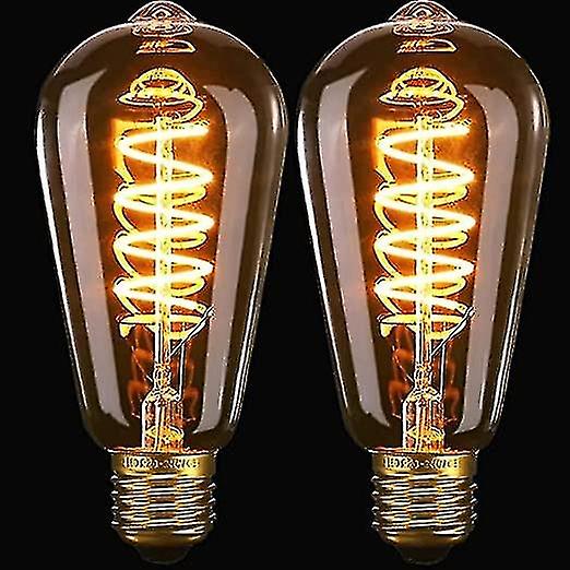 Vintage Light Bulb Dimmable Spiral Flexible Led ment Bulbs， No Flicker Retro E27 Screw Bulb -2 P