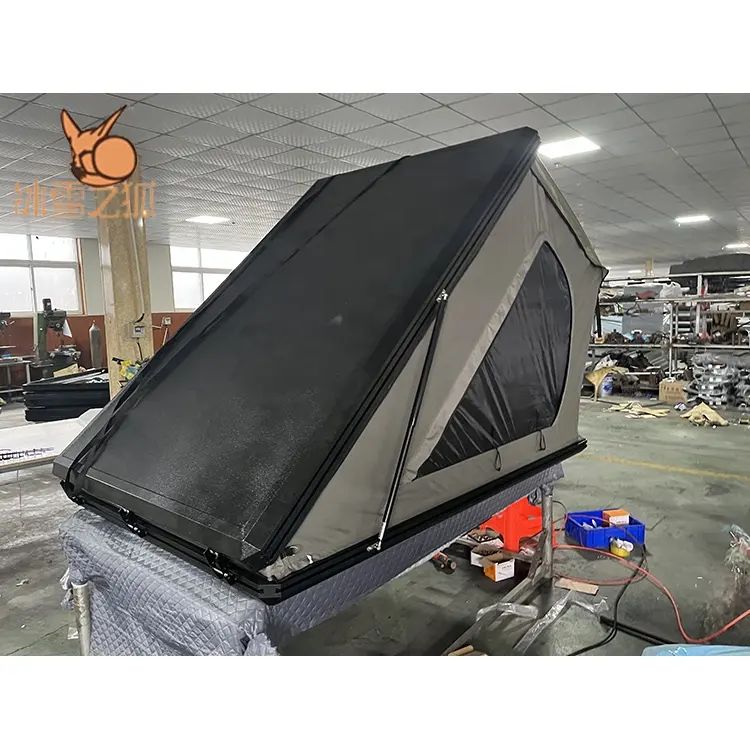 Aluminum Grey Color Outdoor Hiking Camper Rooftop Roof Top Car Tent Triangle Hard Shell Rtt