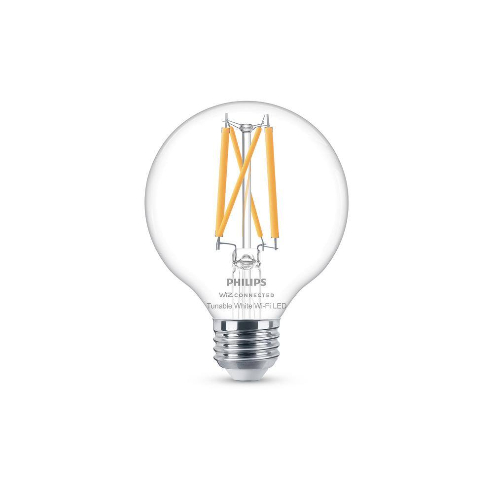 Philips 60-Watt Equivalent G25 Smart Wi-Fi LED Vintage Edison Tuneable White Light Bulb Powered by WiZ with Bluetooth (1-Pack) 567214