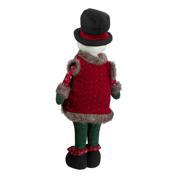 Red And Green Jolly Plush Boy Snowman Christmas Figure