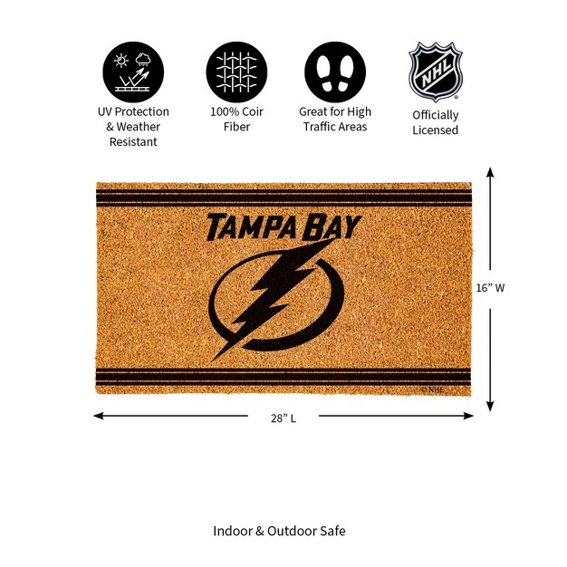 Evergreen Tampa Bay Lightning Logo Turf Mat Brown 28 X 16 Inches Indoor Outdoor Doormat