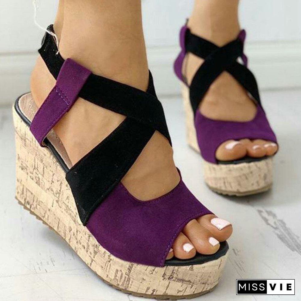 Women's Casual Flat High Heels Wedges Sandals