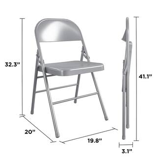 Cosco Bridgeport XL All-Steel Commercial Folding Chair 300 lb. Weight Rating Triple Brace Gray 4-Pack 60915GY4BP