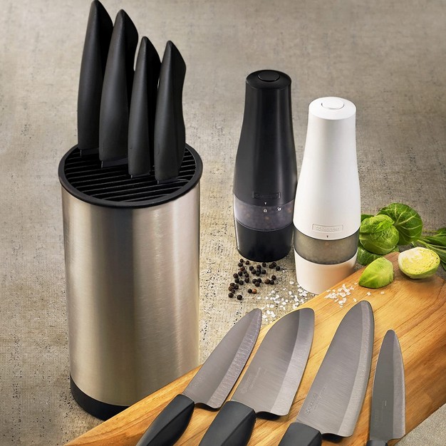 Kyocera Universal Black Blade Ceramic Knife Block Set Stainless Block