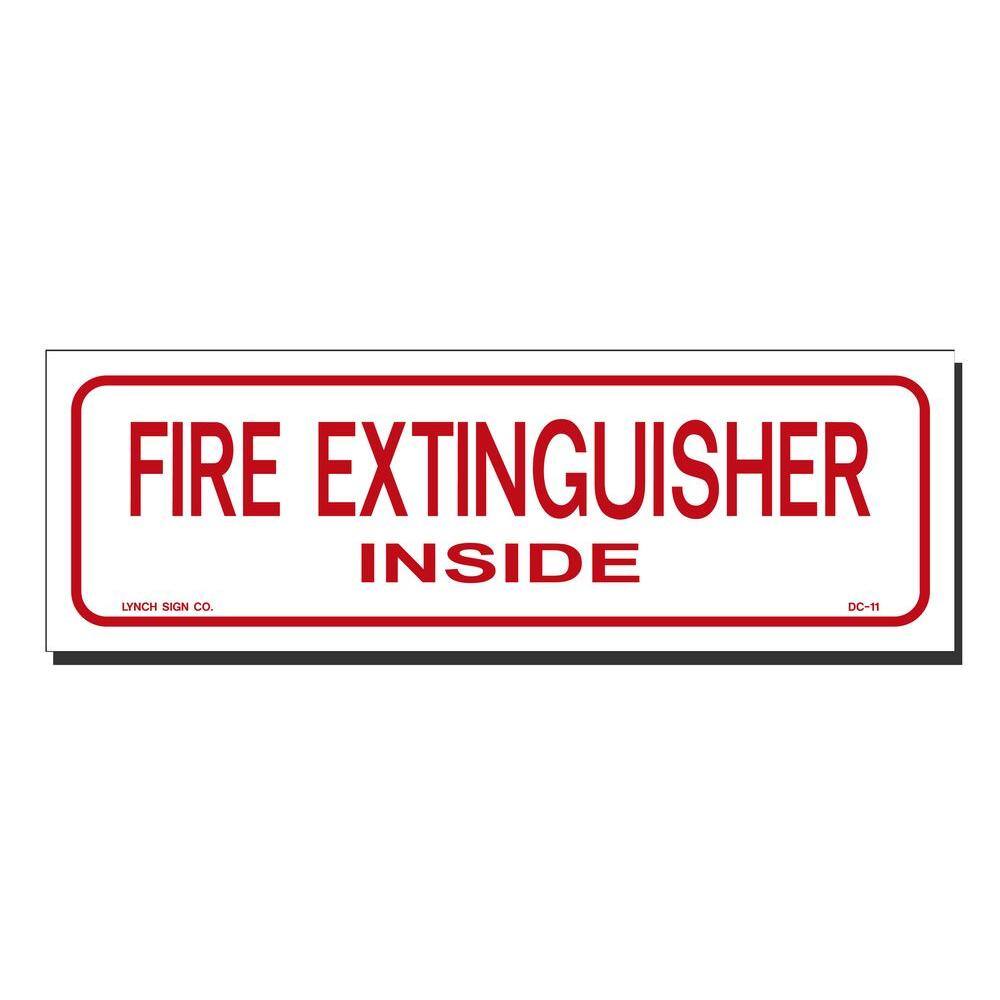 Lynch Sign 9 in. x 3 in. Decal Red on White Sticker Fire Extinguisher Inside DC-11