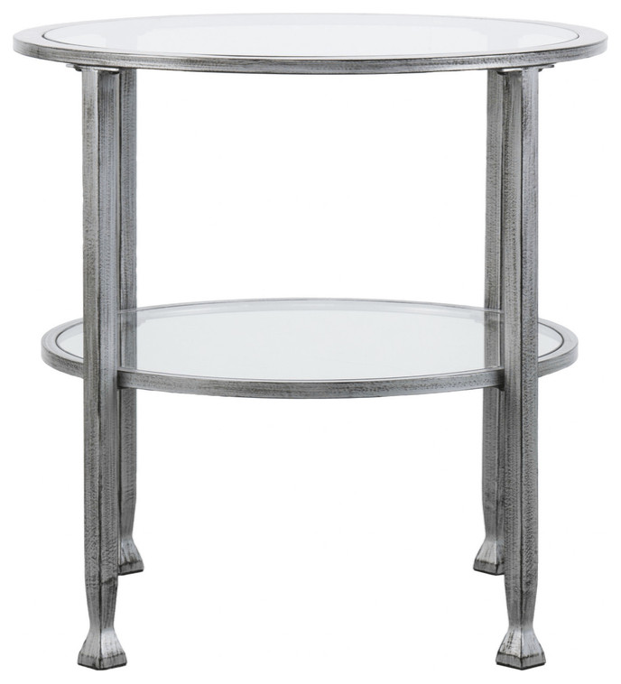 24 quotSilver Glass And Iron Round End Table   Farmhouse   Side Tables And End Tables   by HomeRoots  Houzz