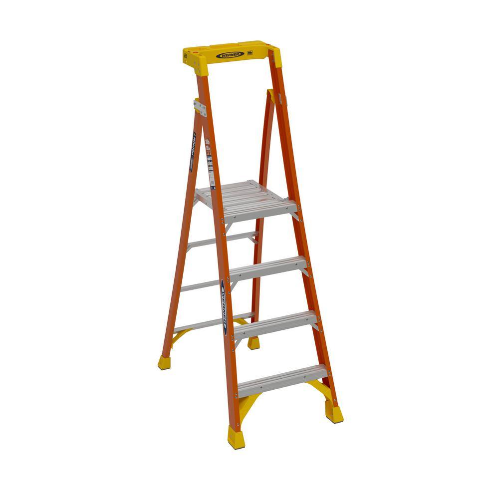 Werner 4 ft. Fiberglass Podium+ Platform Step Ladder (10 ft. Reach Height) with 300 lbs. Load Capacity Type IA Duty Rating PDLIA04