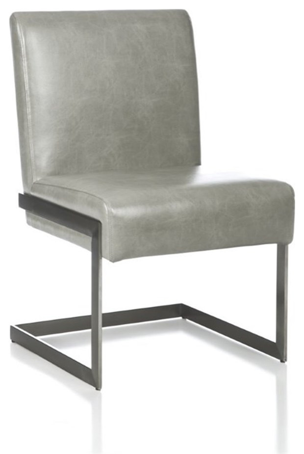 Bowery Hill Synthetic Faux Leather Gray Upholstered Dining Side Chair (Set of 2)   Contemporary   Dining Chairs   by Homesquare  Houzz