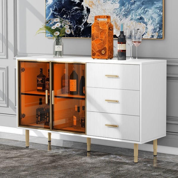 Sideboard Buffet Cabinet with Tempered Glass Doors