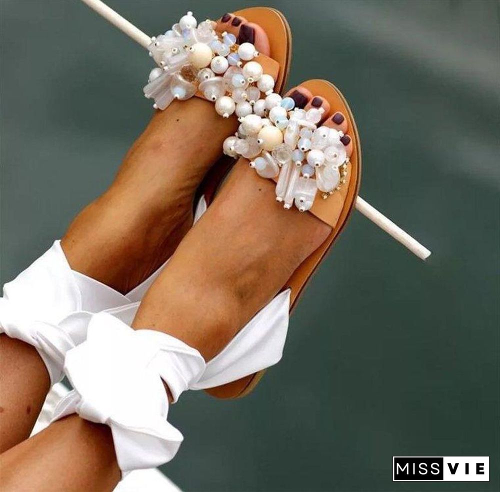 Summer Elegant Women Bead Sandal