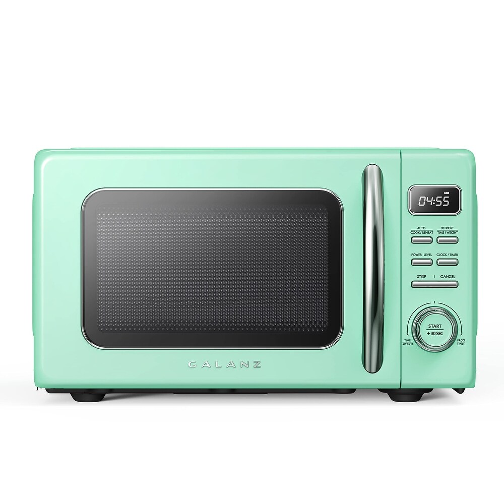 Retro Countertop Microwave Oven with Auto Cook   Reheat  Defrost  Quick Start  Easy Clean w/Glass Turntable  Pull Handle.9 cu ft