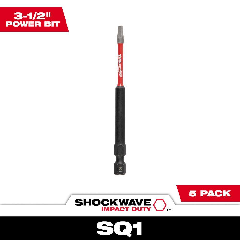 MW SHOCKWAVE Impact Duty 3-12 in. Square #1 Alloy Steel Screw Driver Bit (2-Pack) 48-32-4670