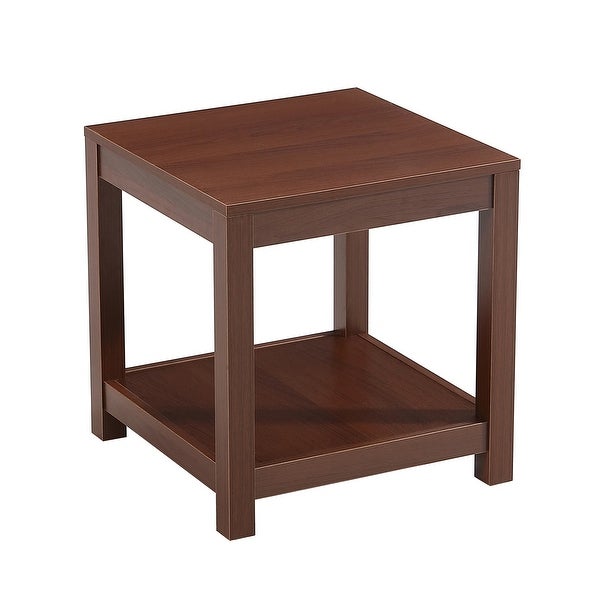 Side Table 2-tier End Table with Storage Shelve - 17.7 x 17.7 18.7INCH