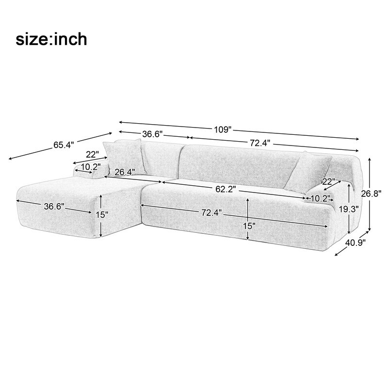 2 Piece Free Combination Modern Large L Shape Modular Sectional Sofa