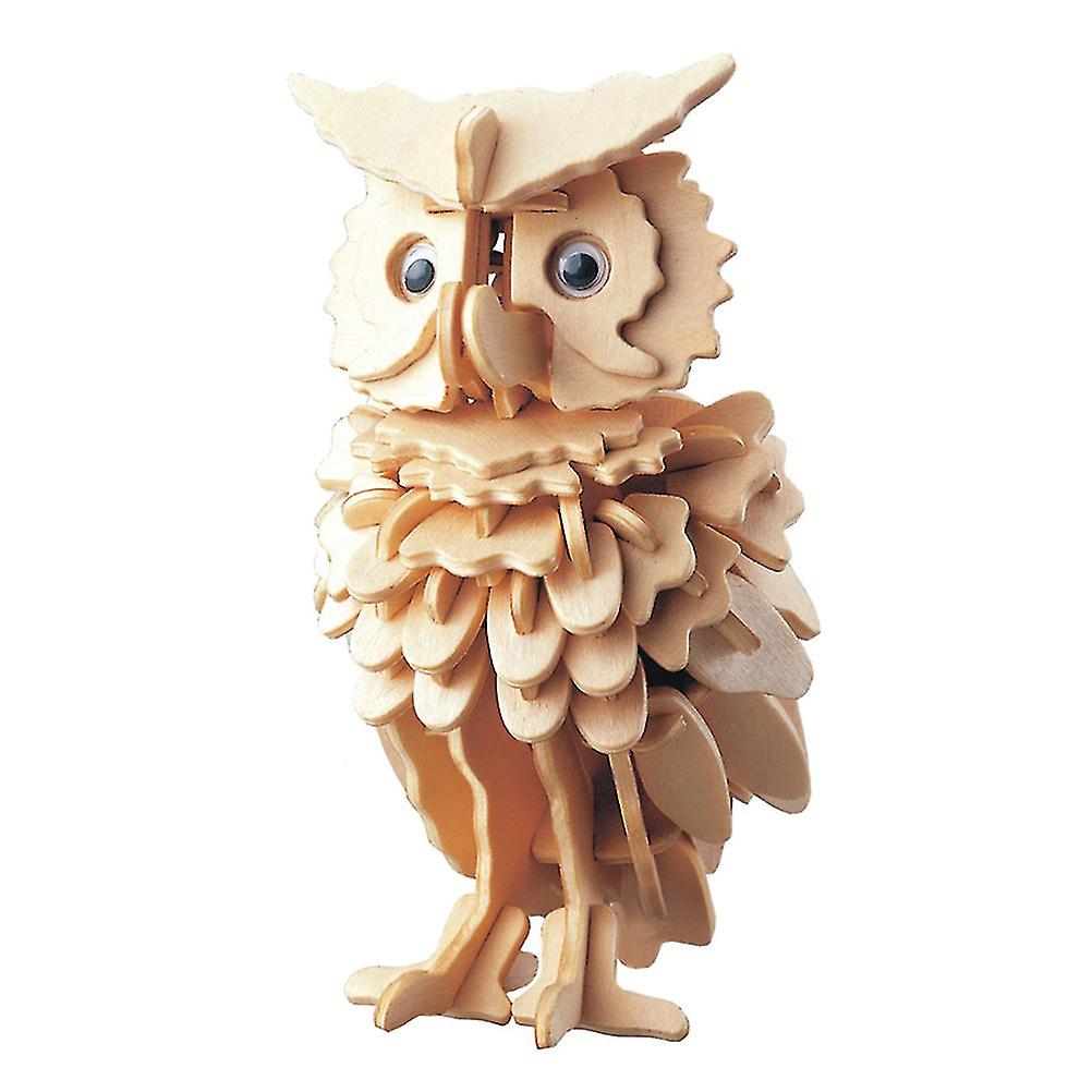 3D Wooden Owl Puzzle Jigsaw Woodcraft Kit DIY Construction Puzzle Toys for Children