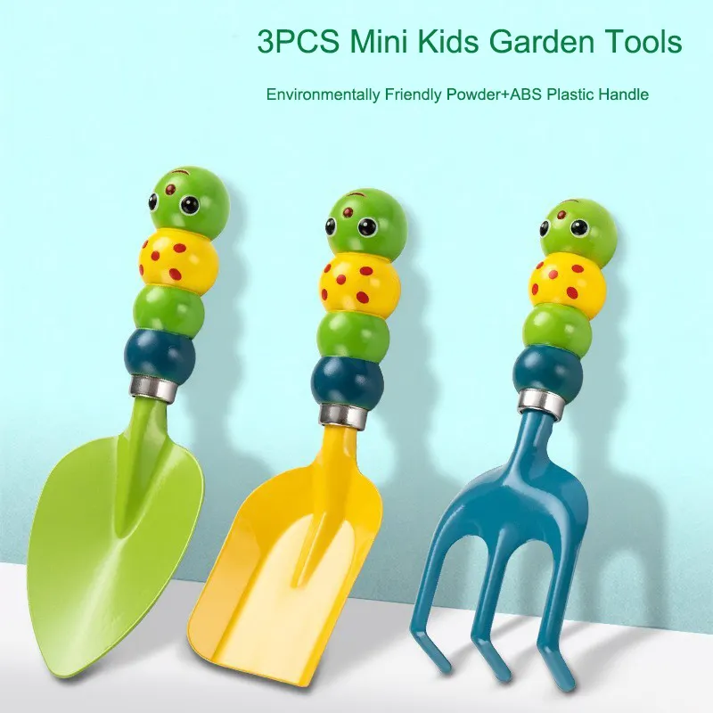 Customized  New Design 3PCS Mini Chidren Garden Tool Set with ABS Plastic Handle for Kids Rake Shovel  Garden Tool Set