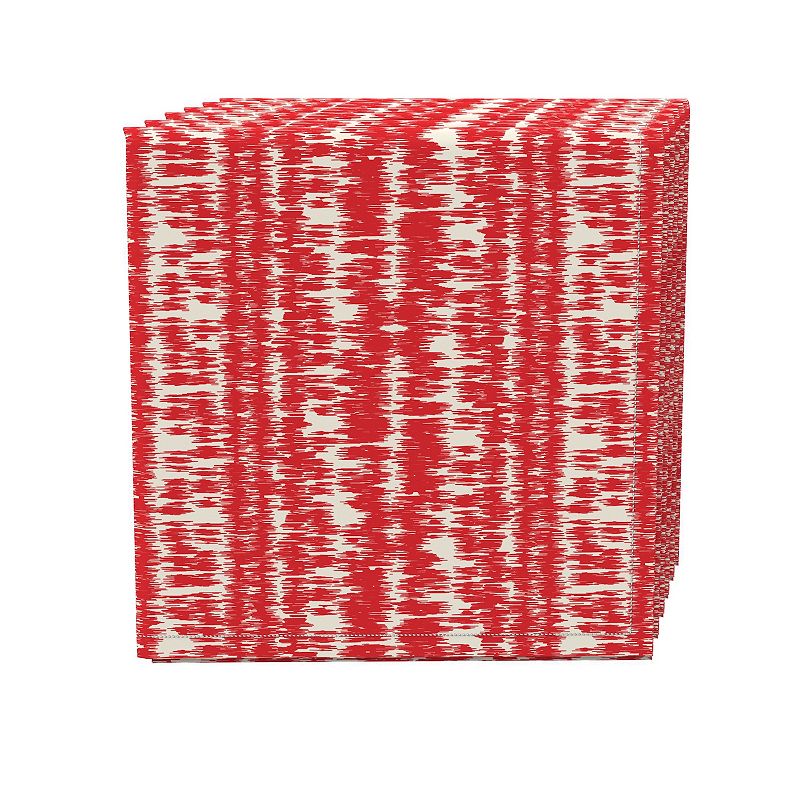 Napkin Set of 4， 100% Cotton， 20x20， Red Ikat Design