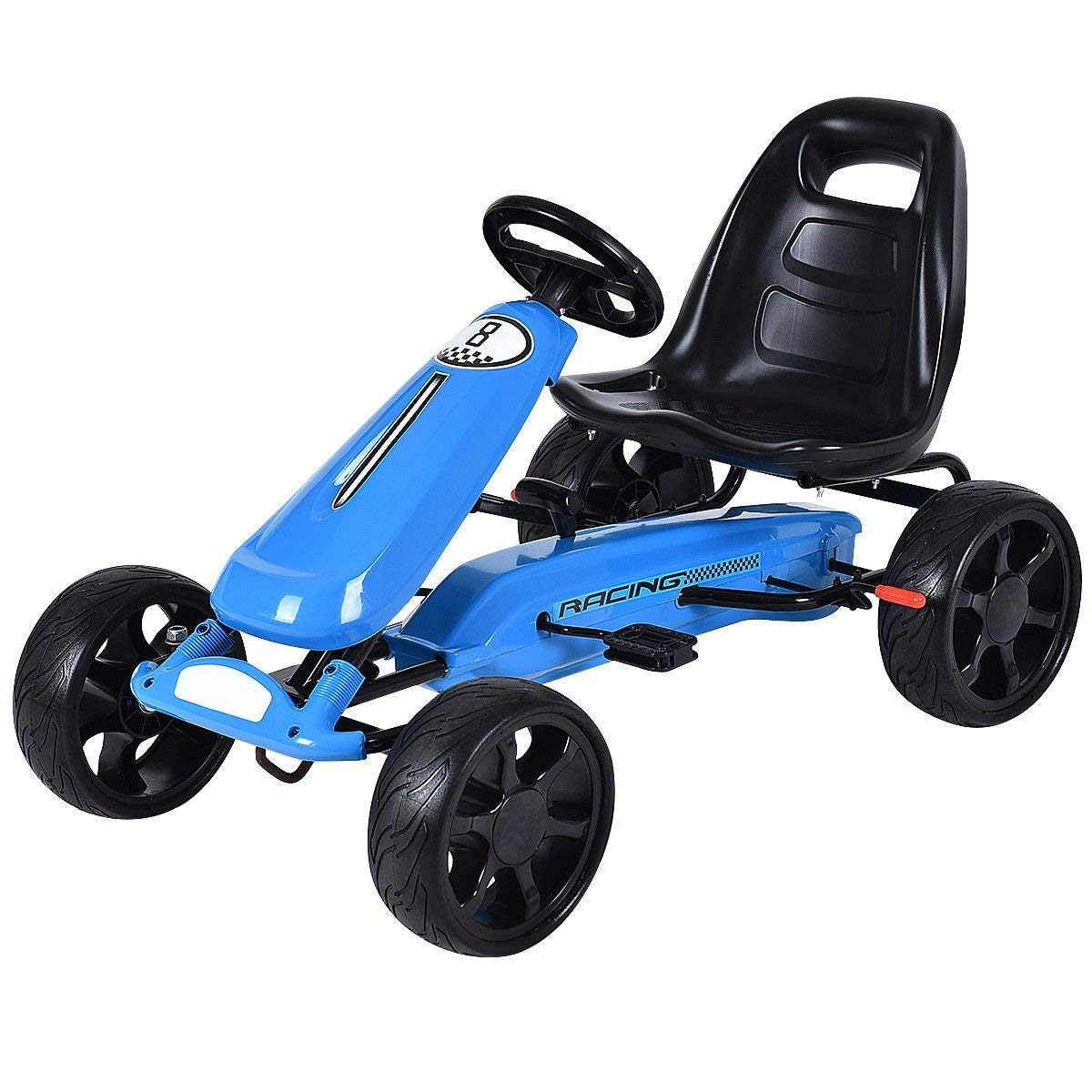 Costzon Go Kart, 4 Wheel Powered Ride On Toy, Outdoor Racer Pedal Car with Clutch