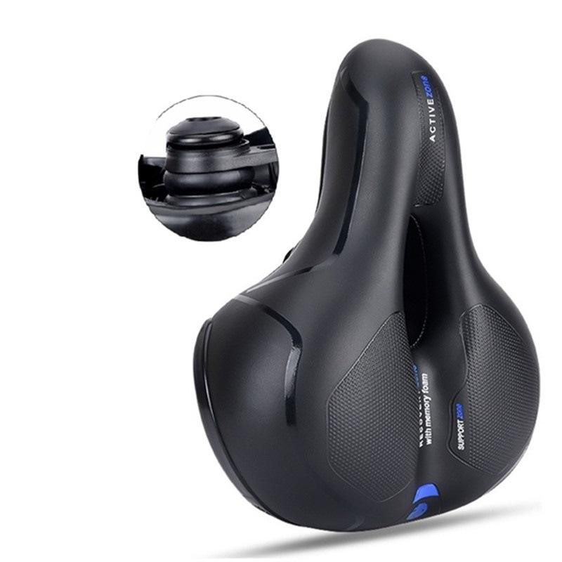 Wide Bicycle Seat Thick Bike Saddle Cycling Men Black Leather Outdoor Parts