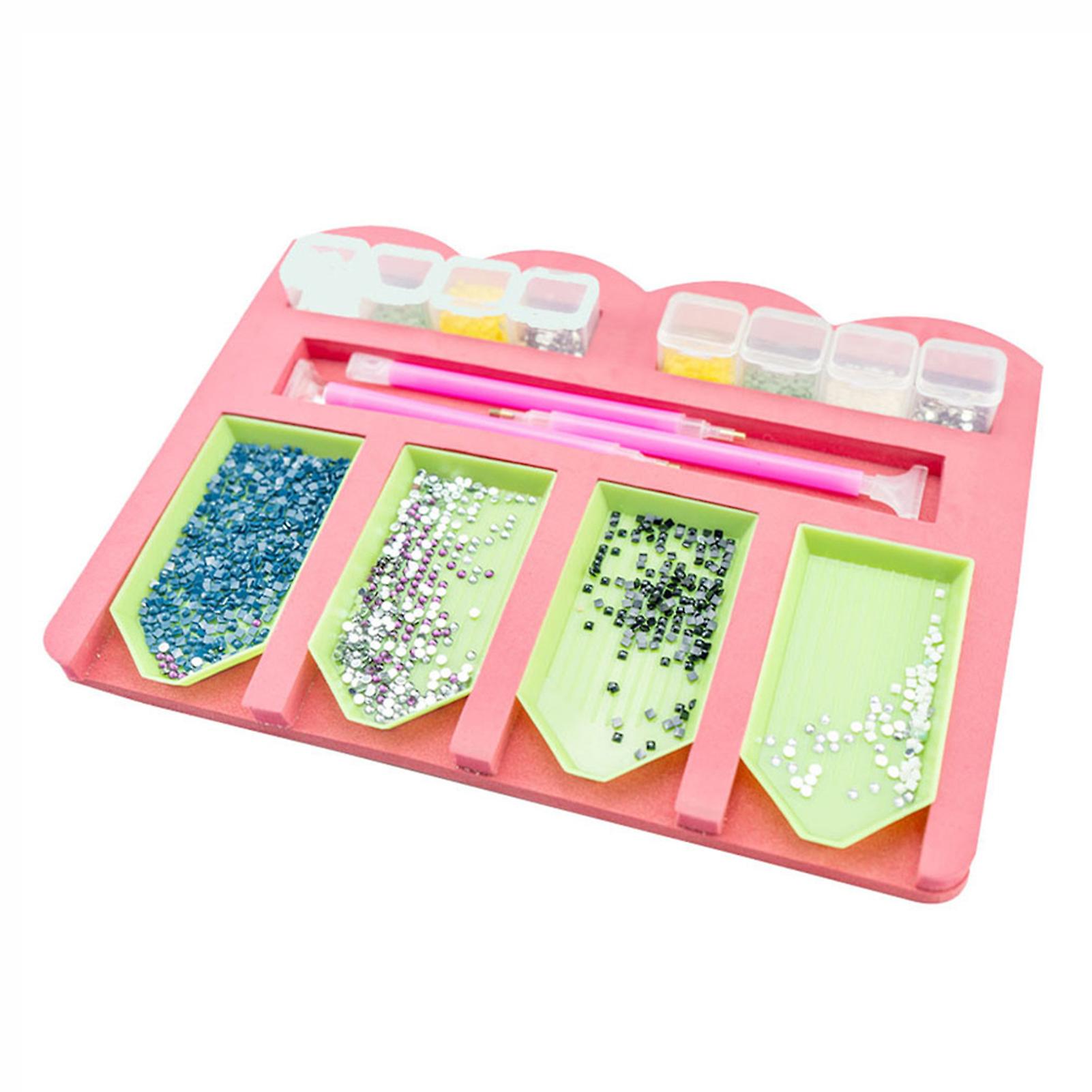 Tray Holder，3 Pcs Drill Pens，4 Pcs Green Trays，8 Pcs Diamond Storage Boxes，