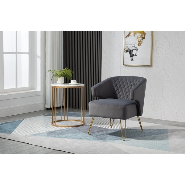 Accent Chair Comfortable Velvet Padded Seat Arm Chairs with Metal Legs and Soft Back Cushion Support for Living Room Chair