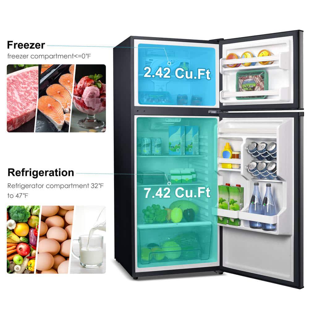 Galanz 100 cu ft Top Freezer Refrigerator with Dual Door Frost Free in Stainless Steel Look