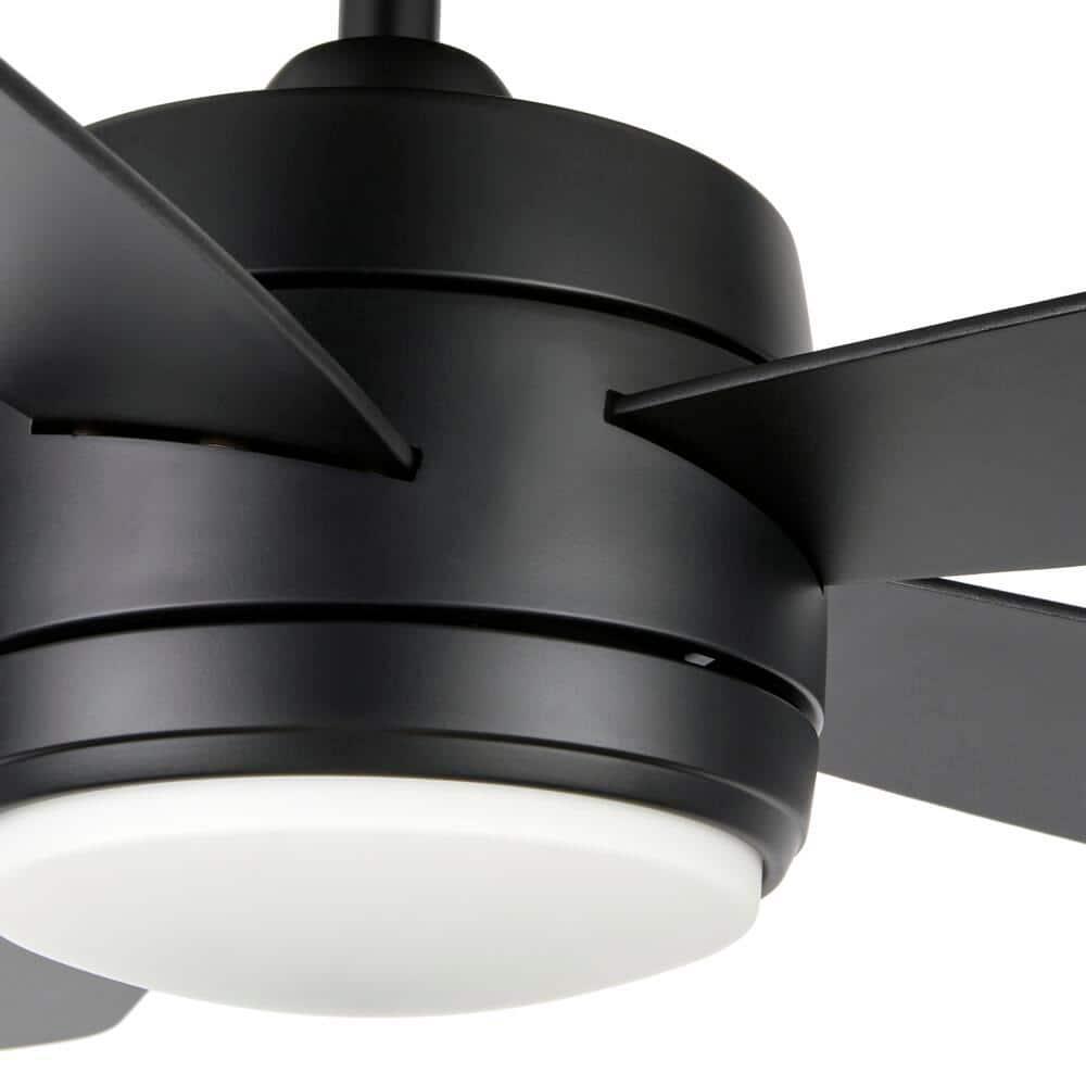 Hampton Bay Averly 52 in Integrated LED Matte Black Ceiling Fan with Light and Remote Control with Color Changing Technology