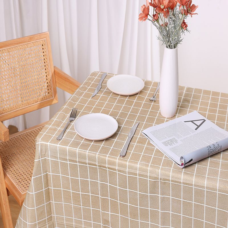 Rectangle Checkered Disposable Plastic Waterproof Table Covers 6 Pcs， 54 X 71