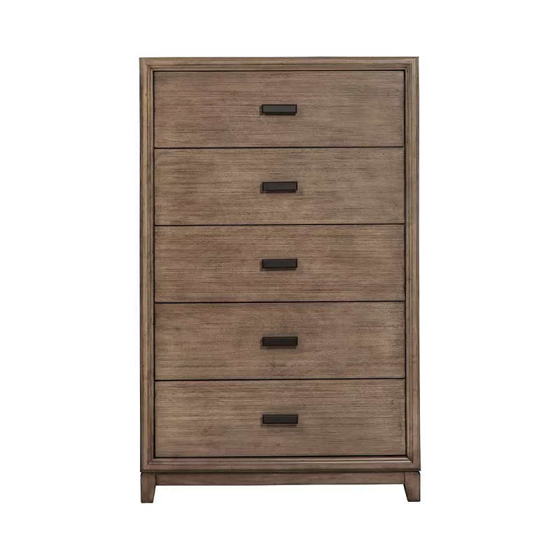 Wooden Chest with 5 Drawers， Brown