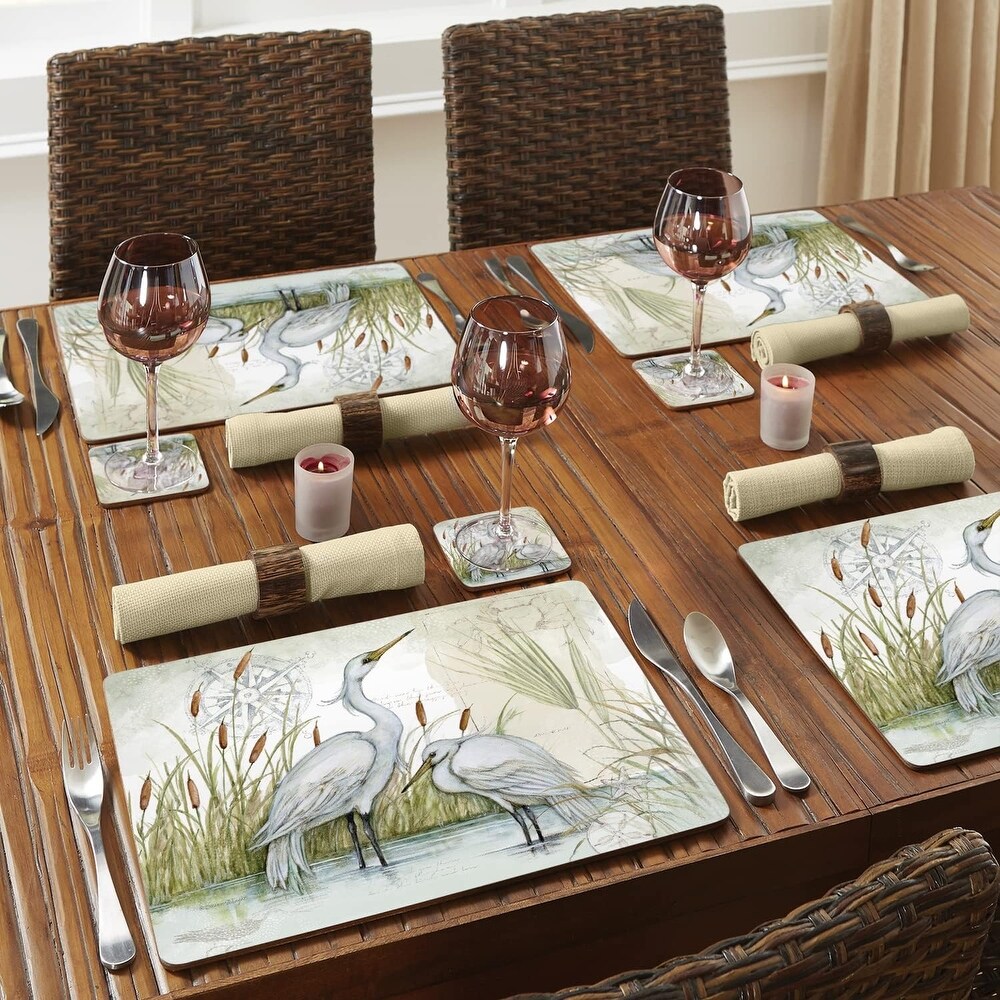 Carribbean Seas Decorative Hardboard Cork Back Tabletop Placemats  Set of 4  Manufactured in The USA  Heat Tolerant